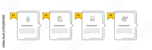 Business infographic template. 4 step infographic element.
Timeline process with 4 table line square for workflow, business information and web graphic design 