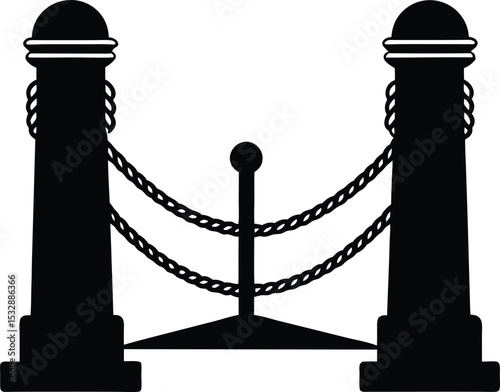 Silhouette of Port Bollards with Mooring Lines Cleat System