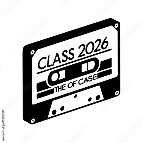 Class of 2026 cassette tape silhouette design, vector cutout