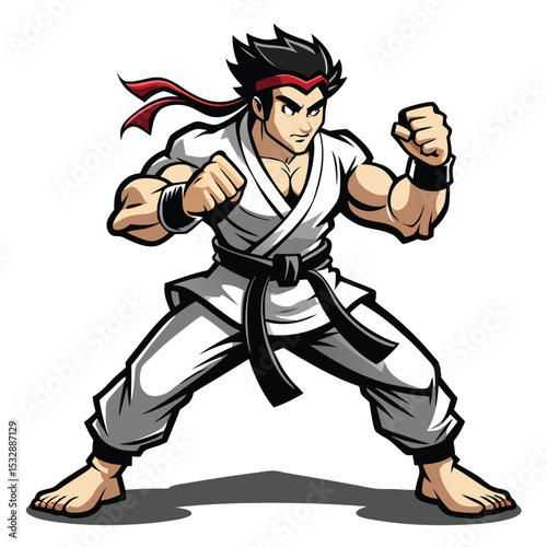Karate fighter illustration depicting martial arts expertise and champion spirit in combat pose