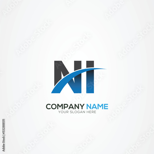 NI IN Letter Logo Design with a Creative Cut Creative logo design