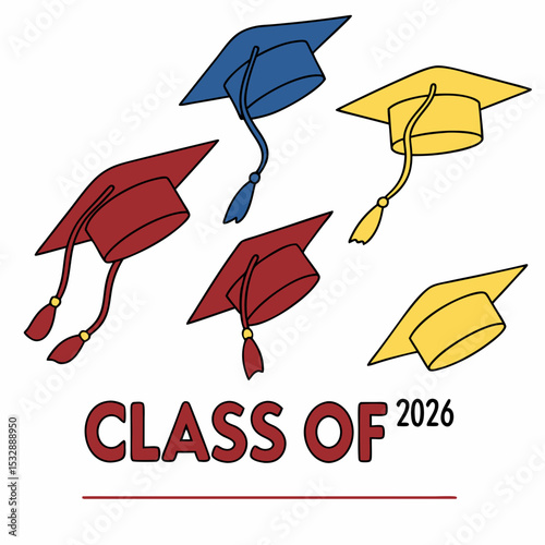 Class of 2026 graduation caps celebration design
