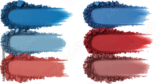 Eye shadow swatches colorful palette makeup beauty cosmetic product pigment powder texture background isolated editable stock vector illustration