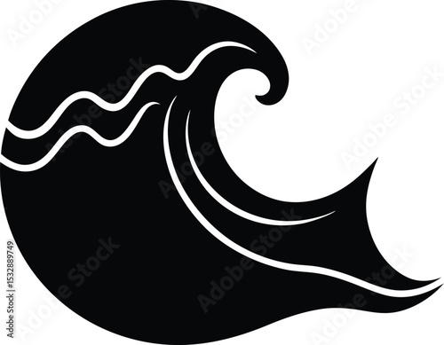 Silhouette of a Military Naval Ship Inside Circular Badge Warship Emblem