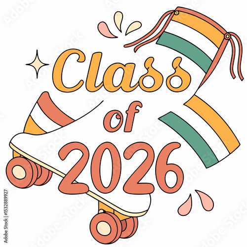 Class of 2026 retro roller skate graduation design