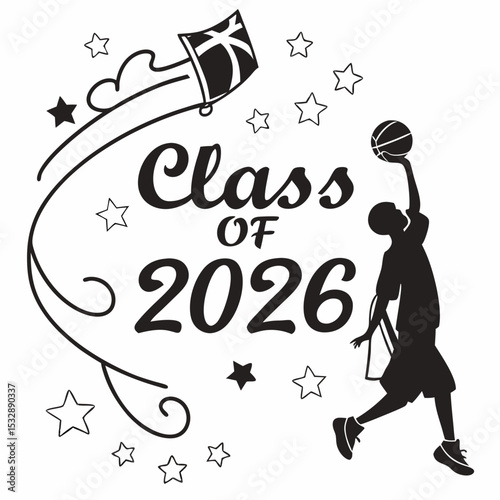 Class of 2026 basketball graduation design stars