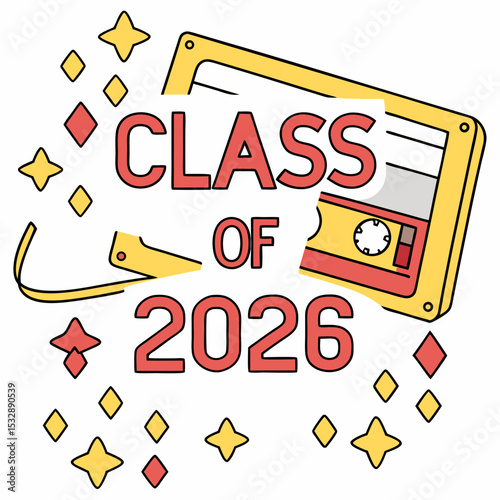 Class of 2026 retro cassette tape graduation design