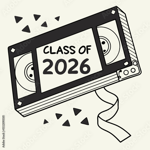 Class of 2026 vhs tape graduation design retro