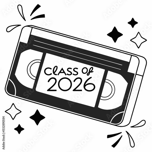Class of 2026 vhs tape graduation design retro nostalgia