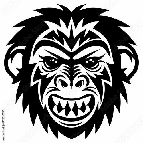 Angry Chimpanzee Tribal Face Paint Illustration