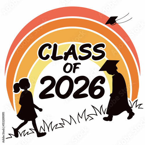 Class of 2026 retro rainbow graduation design