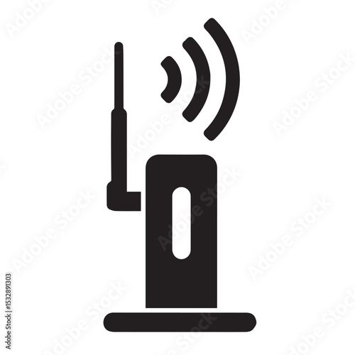 Wi-Fi Router Icon – Wireless Internet Modem Signal Symbol in Black Silhouette