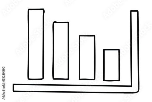 Simple hand drawn line art bar graph showing decline