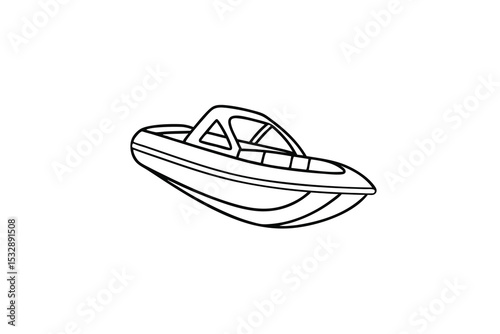 Speedboat line-art illustration nautical vessel watercraft design