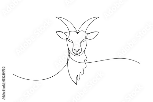 Single line drawing of a goat head minimalist line art animal illustration
