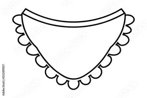 Adorable baby bib outline scalloped edge line art illustration