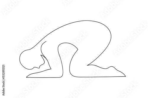 Simple Line Drawing of a Person in Prostration Prayer Pose