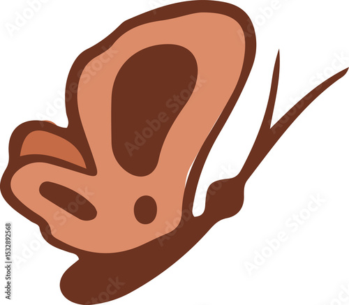 Abstract two-toned shape is displaying stylized wing design on transparent background, flat design