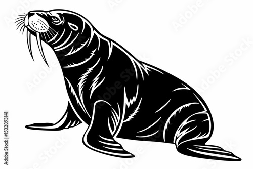 walrus sihouette black vector