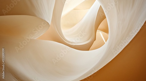 Abstract flowing fabric in soft beige tones creating organic patterns