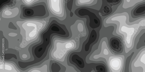 Abstract topographic map illustration showing contours and shaded relief in varying shades of gray for artistic and design applications