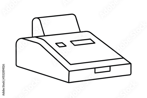 Simple line art illustration of a cash register machine