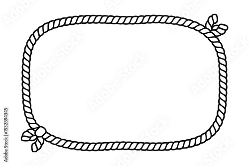 Rope frame border line-art nautical western design element