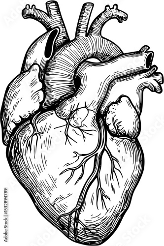 detailed human heart Vector illustration for medical education and health related designs