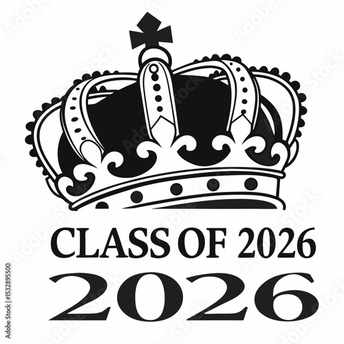 Class of 2026 graduation crown design black and white