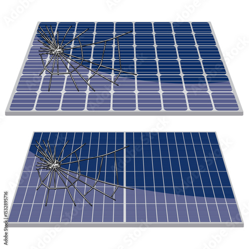 cracked or shattered solar panel.