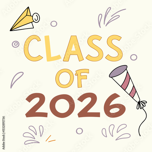 Class of 2026 graduation design paper airplane party hat