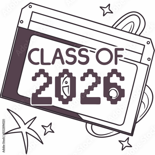 Class of 2026 retro vhs cassette tape graduation design