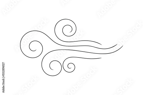 Abstract swirling wind line art design element