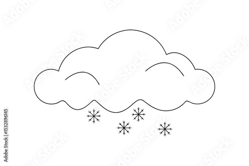Simple line art cloud snowing snowflakes winter weather