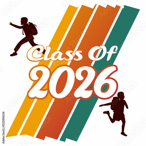 Class of 2026 retro design students running backpacks