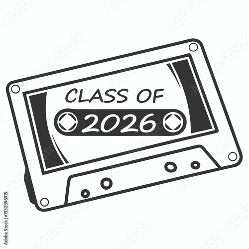 Class of 2026 cassette tape graduation design retro vintage