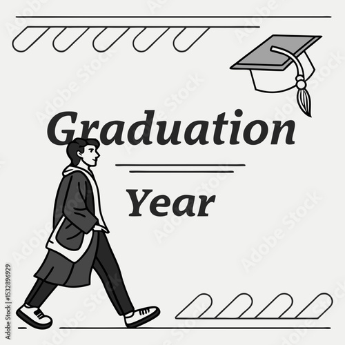 Graduate walking away happy graduation year celebration