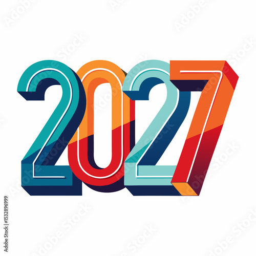 Colorful 3d isometric number design 2027 new year
