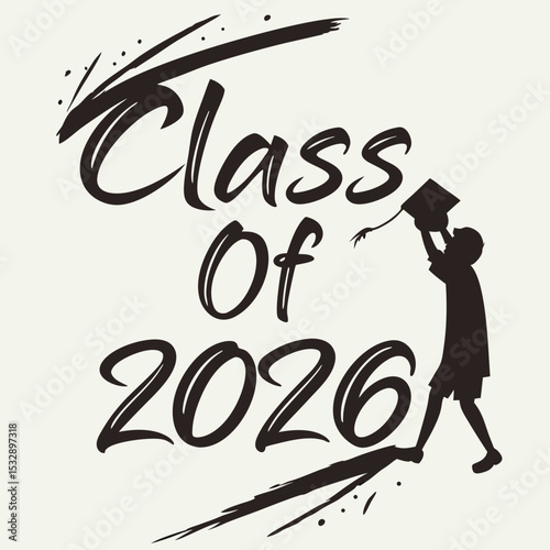 Class of 2026 graduation design silhouette student