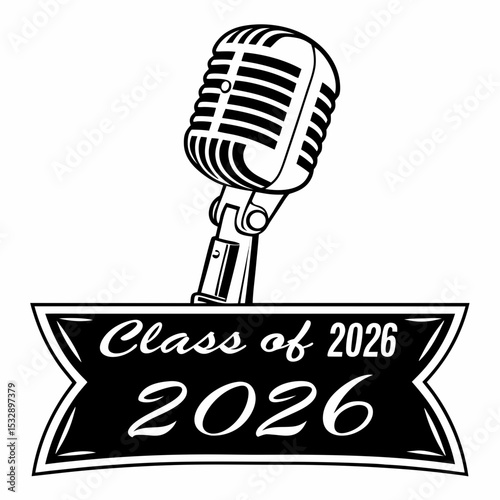 Class of 2026 graduation retro microphone design