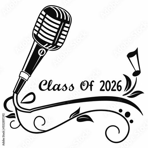Class of 2026 graduation retro microphone design