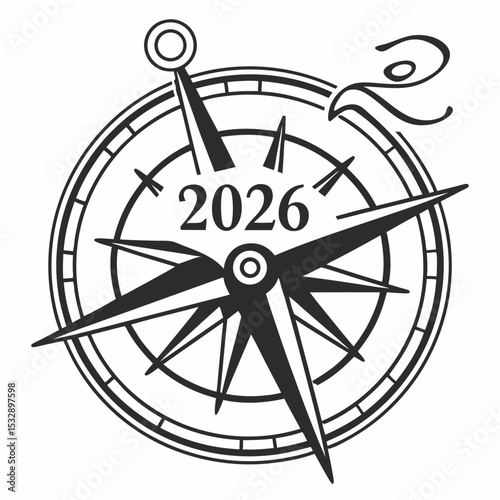 Compass rose 2026 new year design element isolated cutout