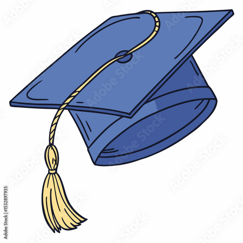 Blue graduation cap with yellow tassel academic achievement success education ceremony
