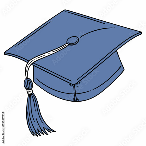 Blue graduation cap academic achievement success education ceremony