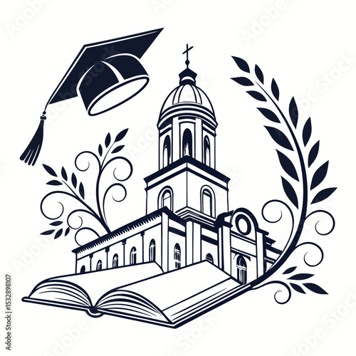 Graduation cap church book knowledge education faith religion seminary