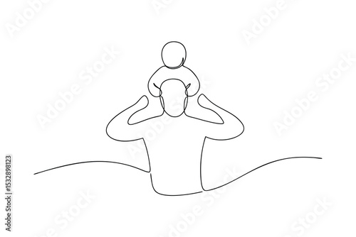 Father and child line art minimalist illustration happy family