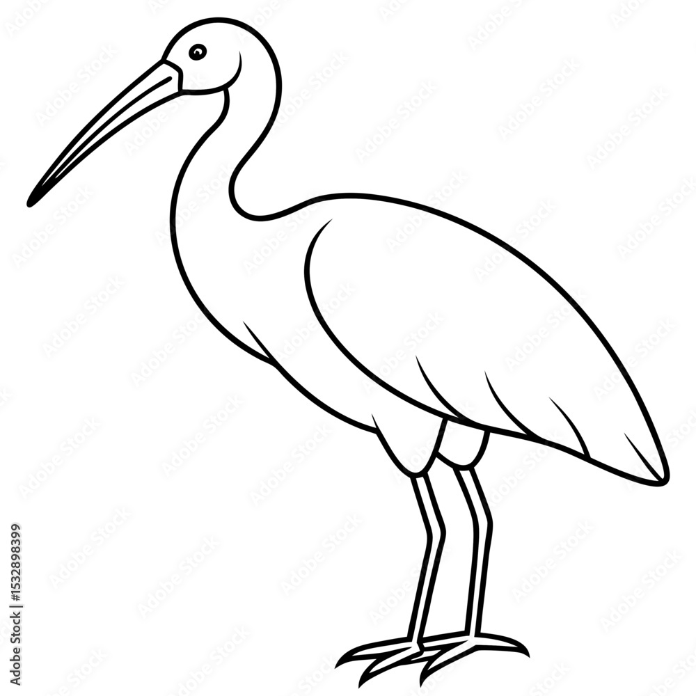 Obraz premium Spoonbill Outline Vector in Simple Line Style