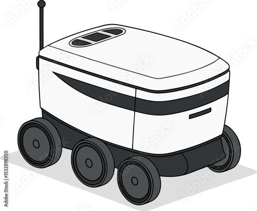 Autonomous robot delivery vehicle with modern design and technology illustration