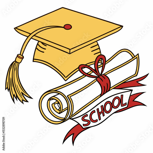 Graduation cap diploma scroll school education success achievement learning knowledge wisdom ceremony degree