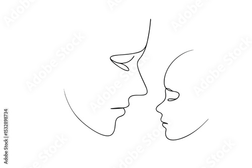 Mother and child line art minimalist drawing